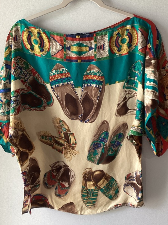 Ralph Lauren Tops - Ralph Lauren Silk Top Native American Lakota Mocassins
